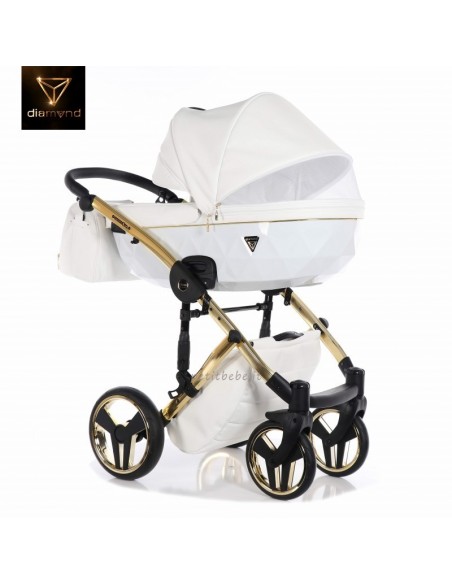 Junama Trio Diamond Individual Pelle Bianco con Telaio Oro Giallo 04