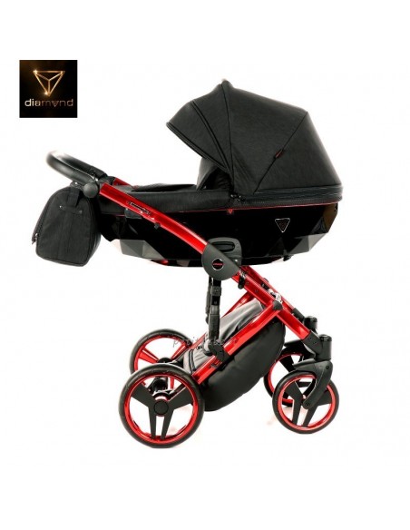 Junama Trio Diamond Individual Tessuto Nero e Telaio Rosso 01