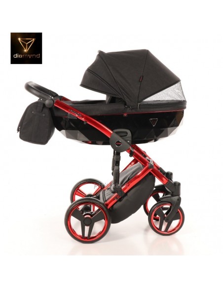 Junama Trio Diamond Individual Tessuto Nero e Telaio Rosso 01