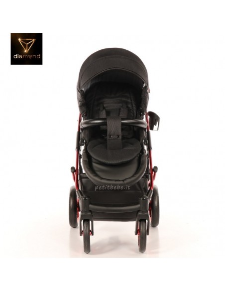 Junama Trio Diamond Individual Tessuto Nero e Telaio Rosso 01