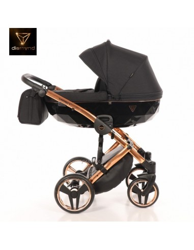 Junama Trio Diamond Individual Tessuto Nero e Telaio Oro Rosa 03