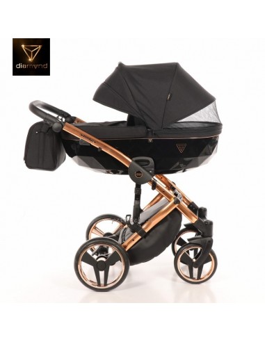 Junama Trio Diamond Individual Tessuto Nero e Telaio Oro Rosa 03