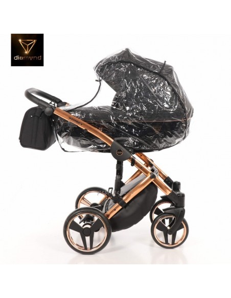 Junama Trio Diamond Individual Tessuto Nero e Telaio Oro Rosa 03