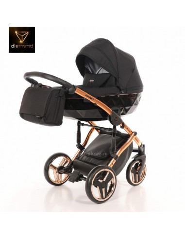 Junama Trio Diamond Individual Tessuto Nero e Telaio Oro Rosa 03