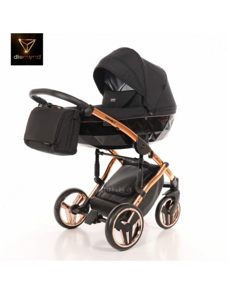 Junama Trio Diamond Individual Tessuto Nero e Telaio Oro Rosa 03