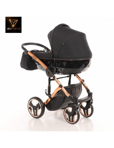 Junama Trio Diamond Individual Tessuto Nero e Telaio Oro Rosa 03