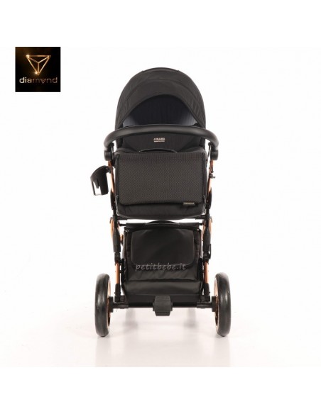 Junama Trio Diamond Individual Tessuto Nero e Telaio Oro Rosa 03