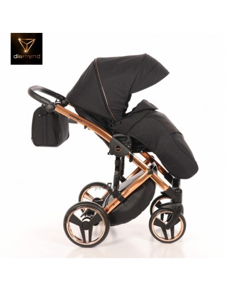 Junama Trio Diamond Individual Tessuto Nero e Telaio Oro Rosa 03