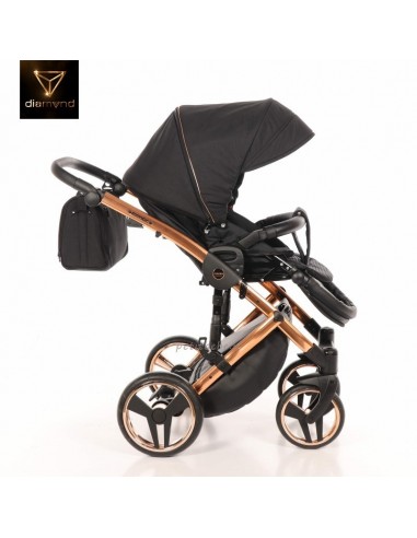 Junama Trio Diamond Individual Tessuto Nero e Telaio Oro Rosa 03