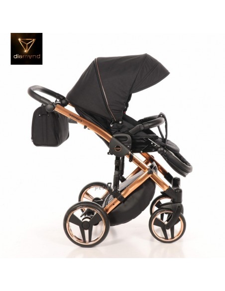 Junama Trio Diamond Individual Tessuto Nero e Telaio Oro Rosa 03