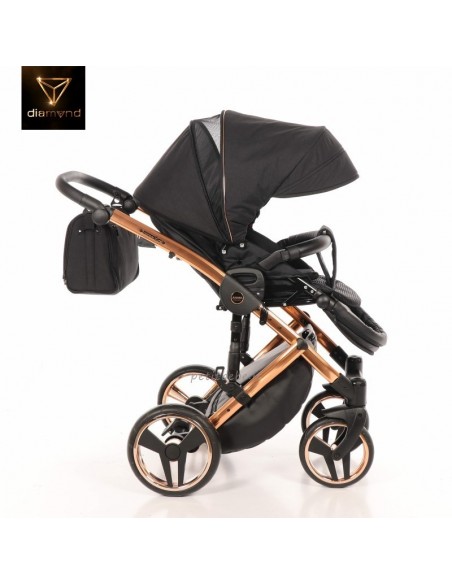 Junama Trio Diamond Individual Tessuto Nero e Telaio Oro Rosa 03