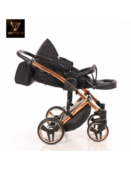 Junama Trio Diamond Individual Tessuto Nero e Telaio Oro Rosa 03