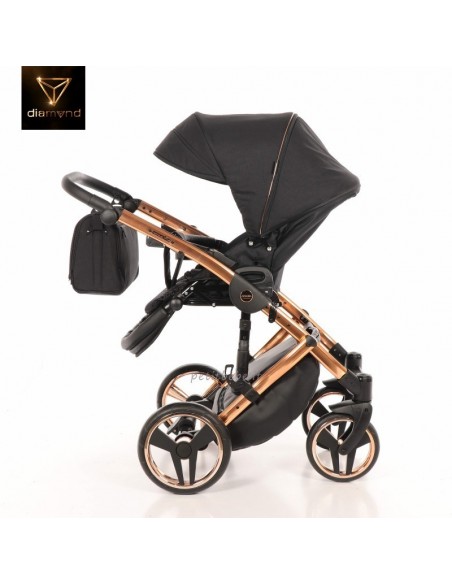 Junama Trio Diamond Individual Tessuto Nero e Telaio Oro Rosa 03