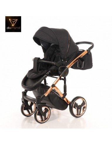 Junama Trio Diamond Individual Tessuto Nero e Telaio Oro Rosa 03