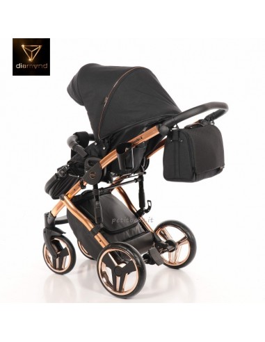 Junama Trio Diamond Individual Tessuto Nero e Telaio Oro Rosa 03