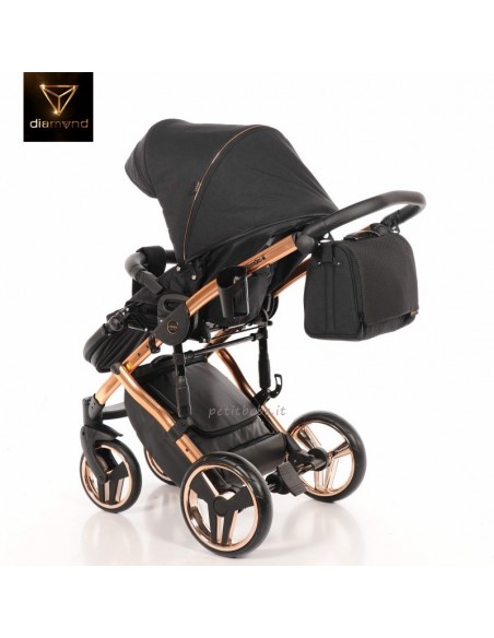 Junama Trio Diamond Individual Tessuto Nero e Telaio Oro Rosa 03