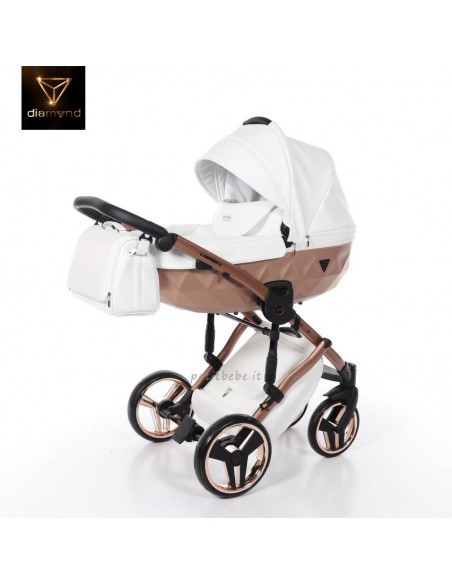 Junama Trio Diamond Mirror Satin Pelle Bianco e Champagne 05