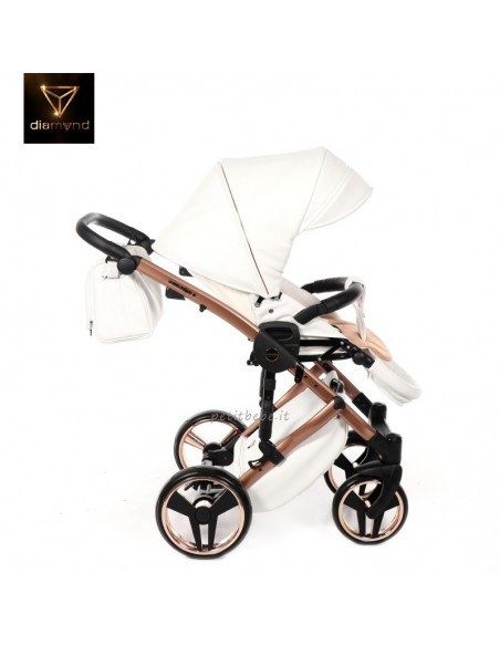 Junama Trio Diamond Mirror Satin Pelle Bianco e Champagne 05