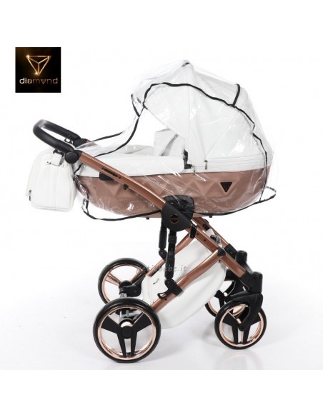 Junama Trio Diamond Mirror Satin Pelle Bianco e Champagne 05