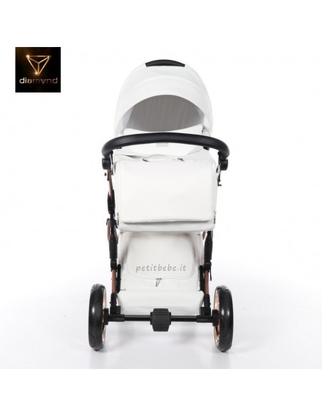 Junama Trio Diamond Mirror Satin Pelle Bianco e Champagne 05