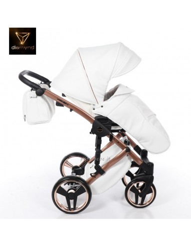 Junama Trio Diamond Mirror Satin Pelle Bianco e Champagne 05