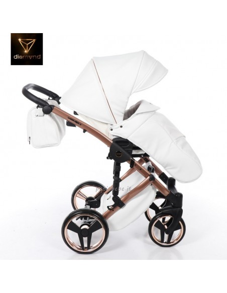 Junama Trio Diamond Mirror Satin Pelle Bianco e Champagne 05