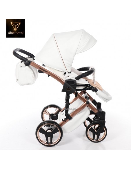 Junama Trio Diamond Mirror Satin Pelle Bianco e Champagne 05